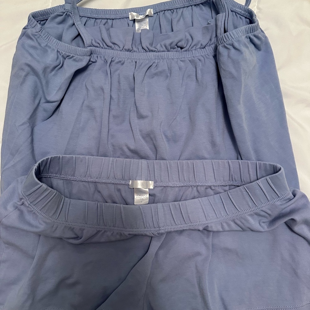 Women's Light Blue Sleep Set – Two-Piece Soft Tank & Shorts (A) - Picture 4 of 11